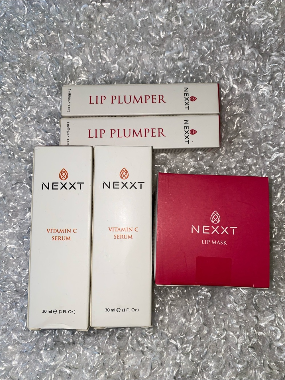 5 pieces Bundle -Lip Mask & Lip Plumper Set in Deep Pink with Vitamin C Serum